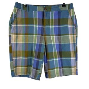 Merona Plaid‎ Bermuda Shorts Women's 6 Blue Green Purple